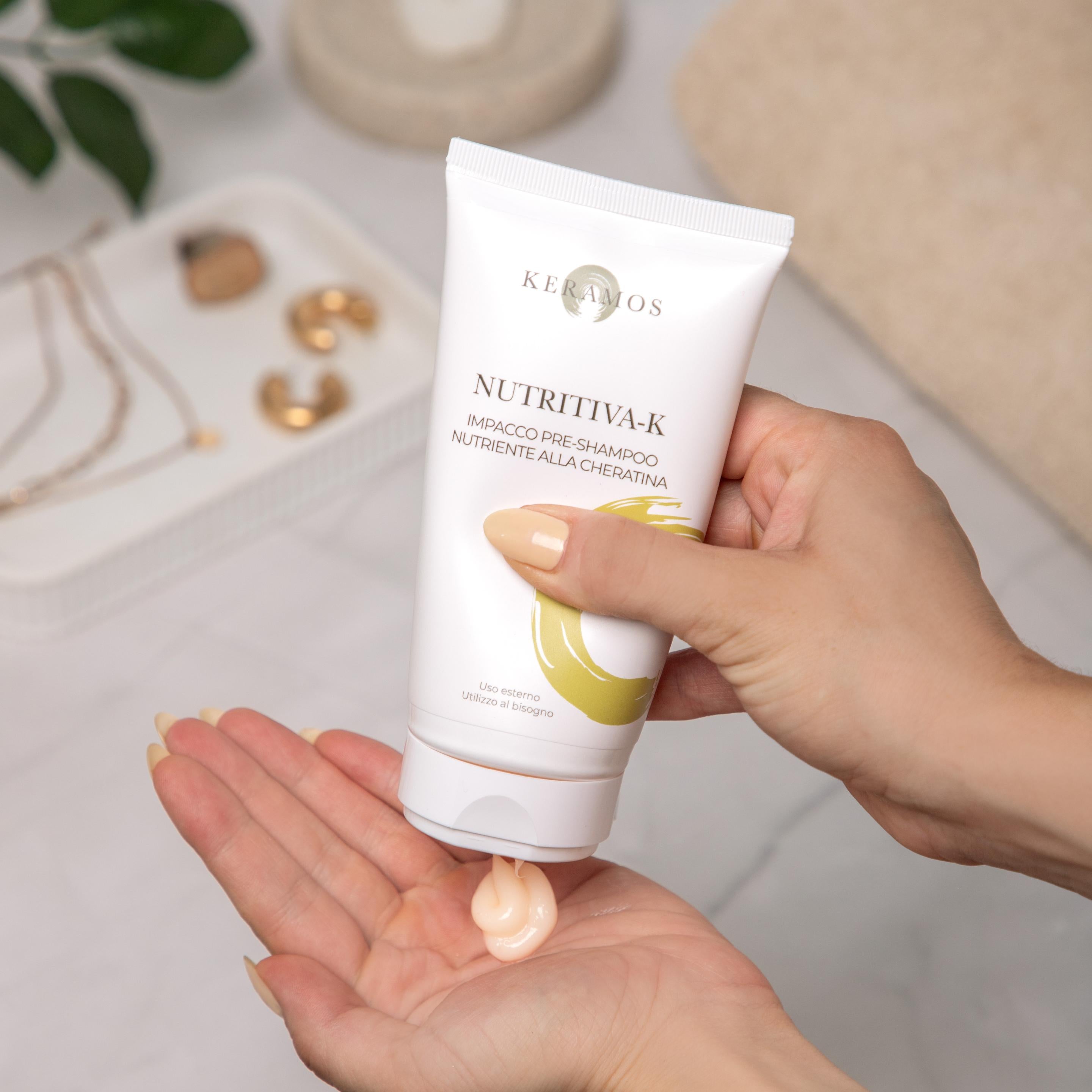 Nutritiva-K: Impacco pre-shampoo nutriente alla Cheratina